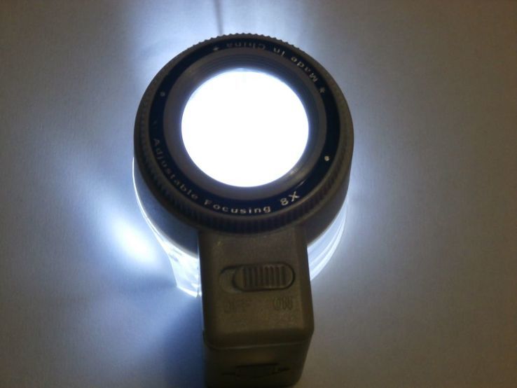 Лупа MG13100-2 c подсветкой и измерительной шкалой Увеличение:8х Диаметр:23mm, фото №4