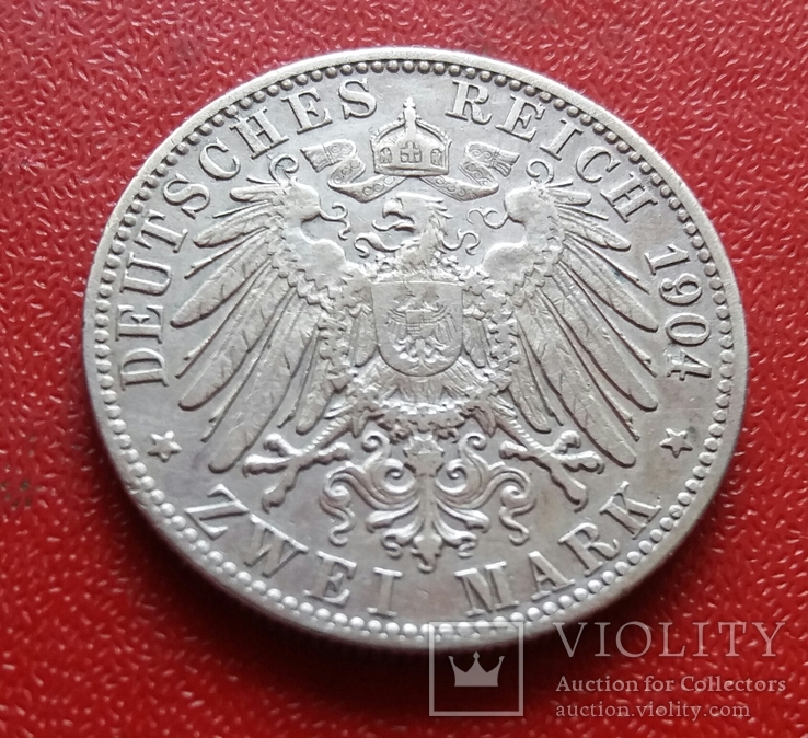 2 марки 1904 Гамбург Германия. Серебро (58 з), фото №3