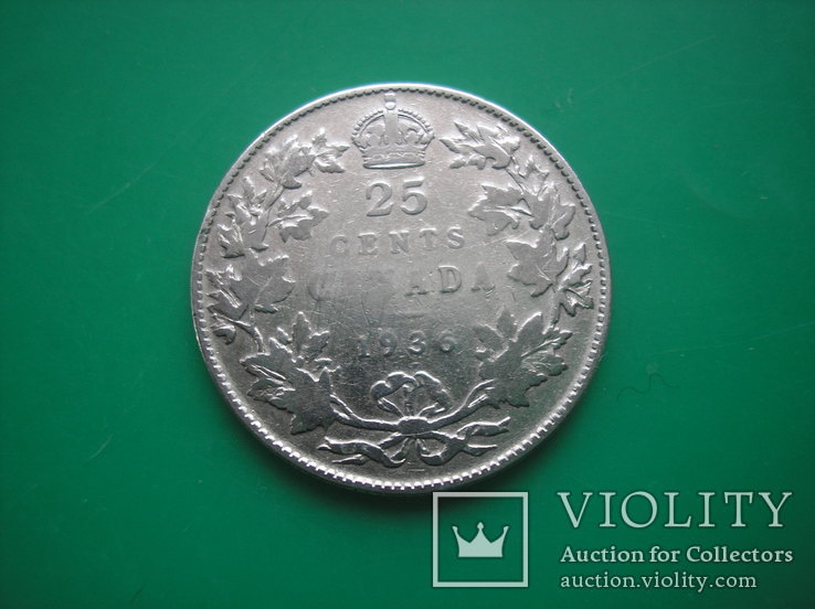 Канада 25 центов 1936 г