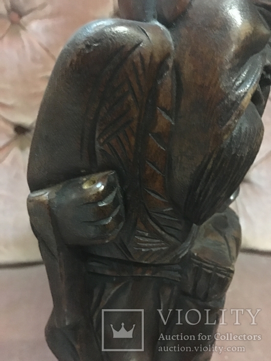 Большая статуэтка китайца-рыбака из сандалового дерева, фото №5