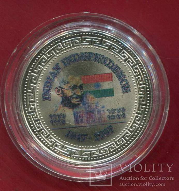 Торговый доллар 1997  Ганди, фото №2