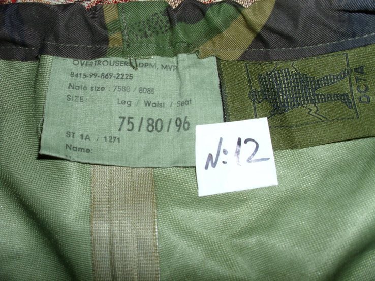 Брюки мембранные дышащие Gore-Tex камуфляж DPM (оригинал). р.75/80/96 (лот №12), фото №8