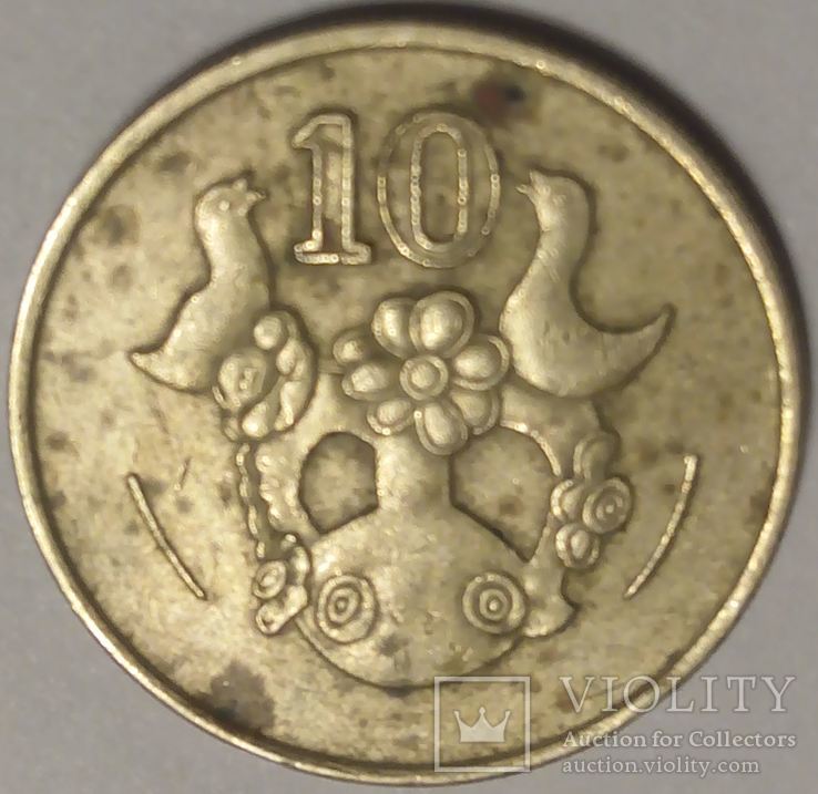 Кипр 10 центов 1991, фото №2