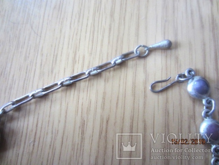 Набор винтаж ожерелье и браслет мельхиор (серебрение) камни, фото №7