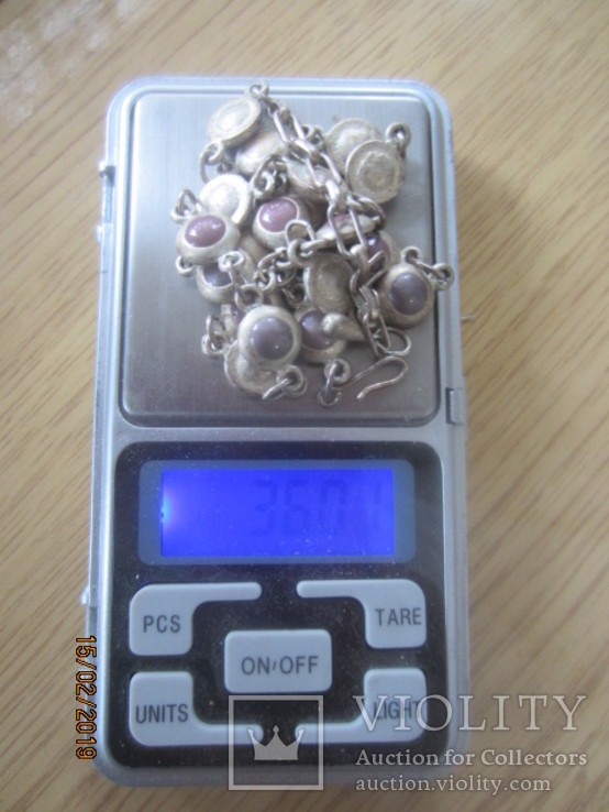 Набор винтаж ожерелье и браслет мельхиор (серебрение) камни, фото №11