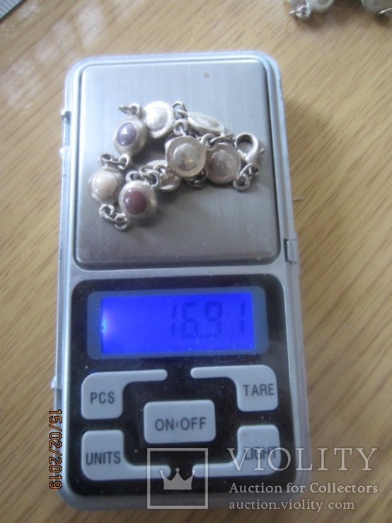 Набор винтаж ожерелье и браслет мельхиор (серебрение) камни, фото №12