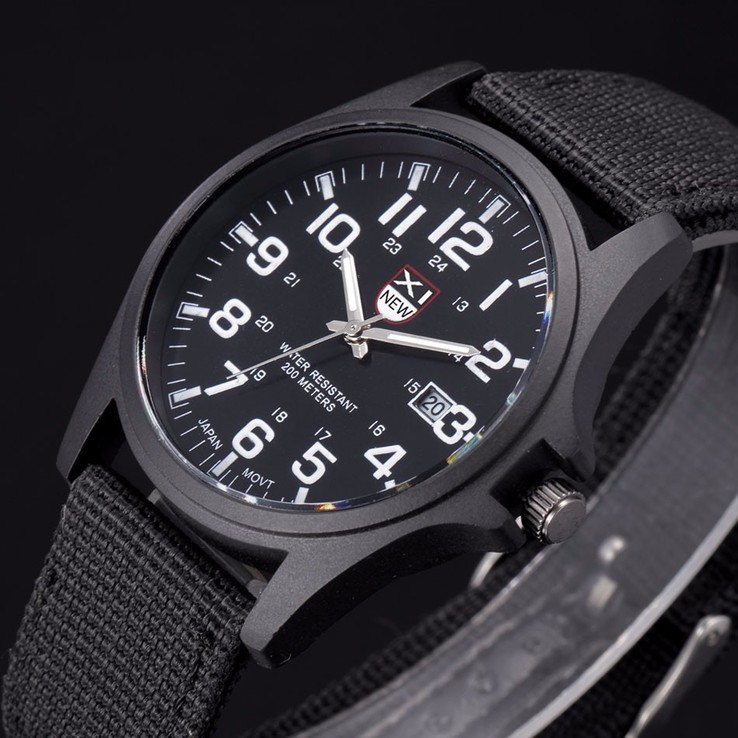 Наручные кварцевые аналоговые часы с датой XINEW в милитари стиле, фото №4