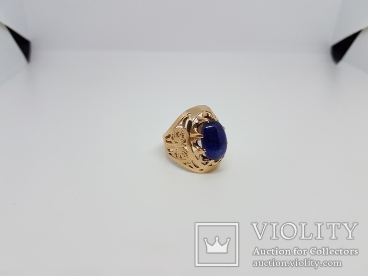 Золотой перстень 583 проба с природным сапфиром, фото №10