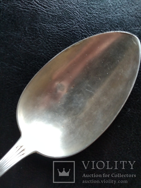 Серебряная столовая ложка с вензелем EPW (800 проба), фото №6