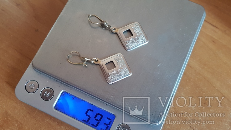 Советские серьги серебро 875 проба. Вес 5.96 г