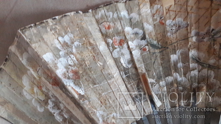 Веер дерево ручная роспись бумага на ткани для реставрации, фото №3