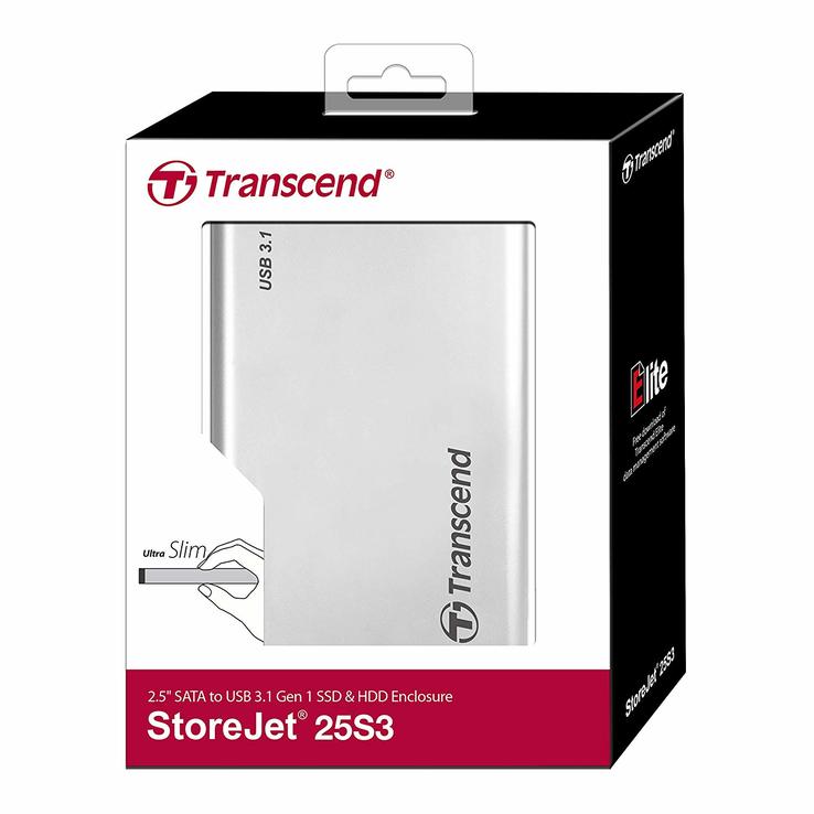 Внешний карман Transcend StoreJet 25S3 для 2.5" HDD/SSD USB 3.1 Aluminum (TS0GSJ25S3), фото №2