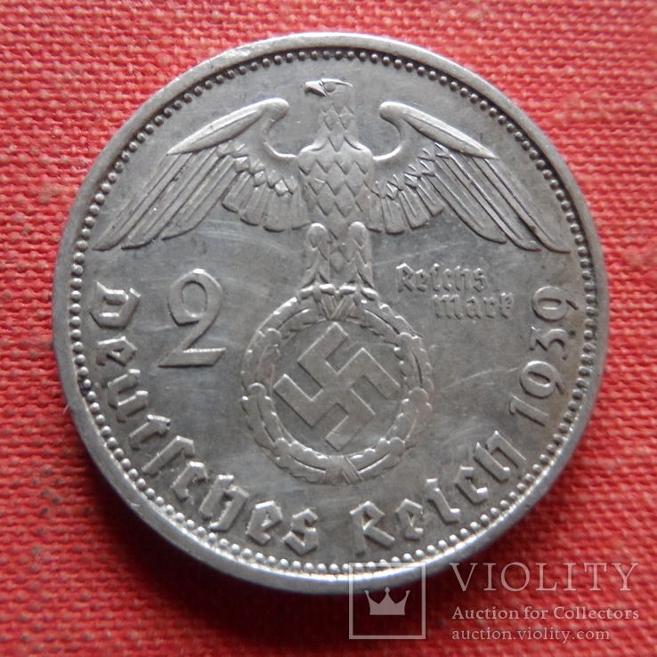 2 марки 1939  Германия  серебро    (Т.8.25)~, фото №3