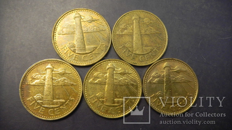 5 центів Барбадос (порічниця) 5шт, всі різні, фото №2