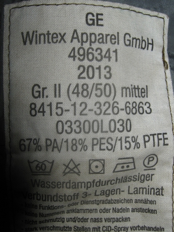 Куртка/парка камуфляж Flecktarn (Бундес). Мембрана Gore-Tex №15-2 р.48-50, фото №12