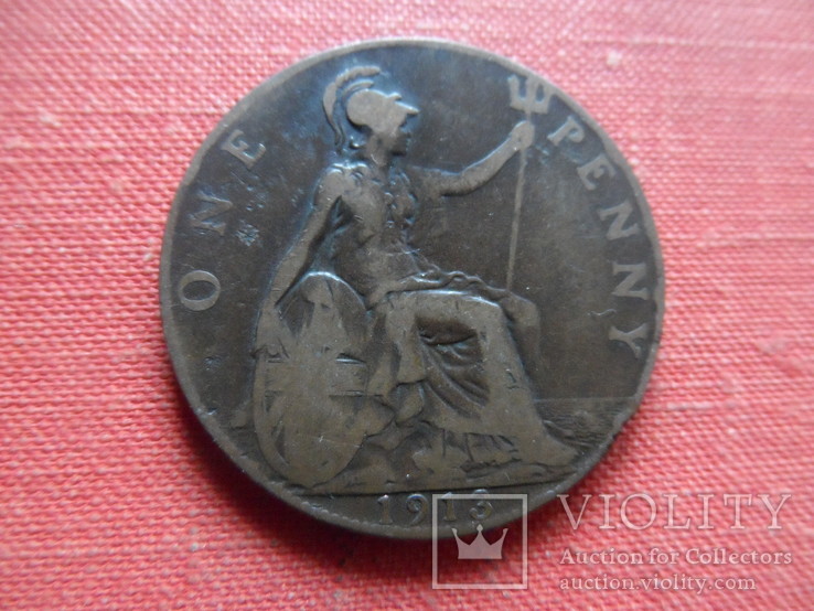 1 пенни 1913   Великобритания        (Т.9.23)~, фото №2