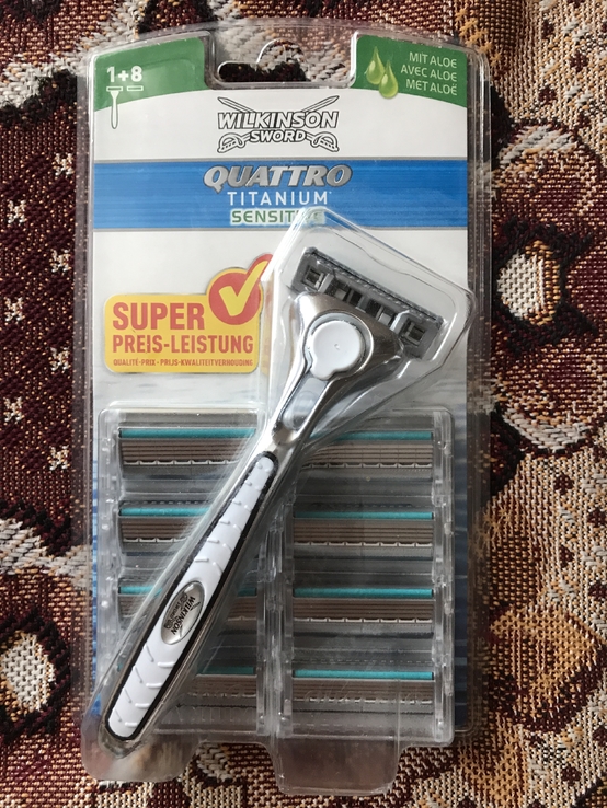 Станок для бритья Wilkinson Sword Quattro Titanium + 8 картриджей, фото №2