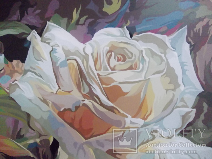 Біла троянда. Скло,акрил.(32х30), фото №3