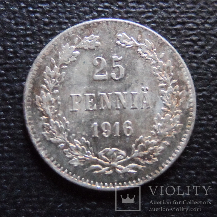 25 пенни 1916  Финляндия  серебро   (К.43.7)~, фото №3