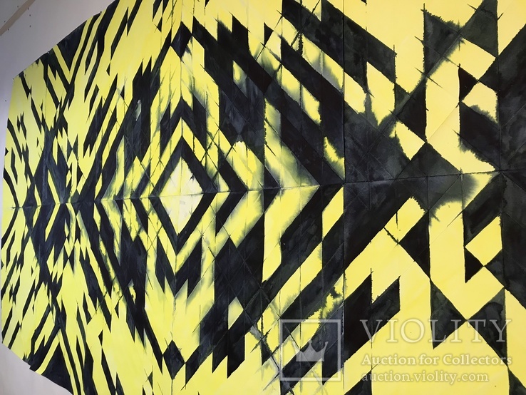 Индиго-желтый. Акварельная абстракция 3х1,24 м (Ю. Смаль), фото №6