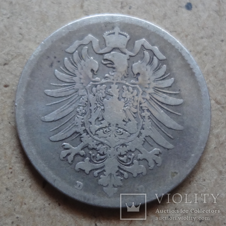 1 марка 1874 D  Германия  серебро     (Т.14.17)~, фото №2