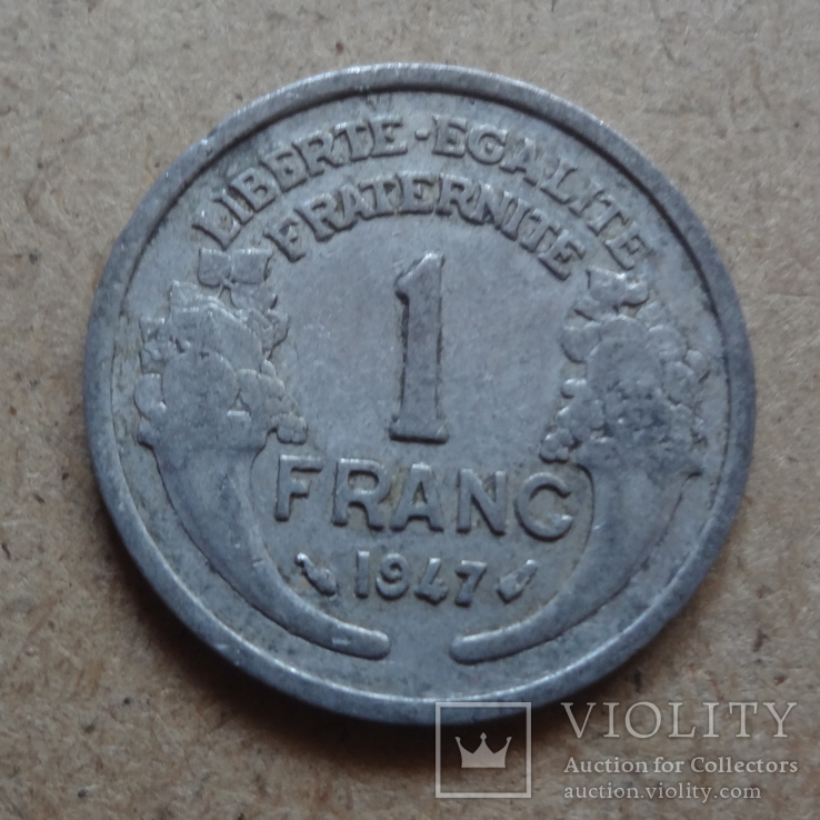 1 франк 1947  Франция   (Т.14.22)~, фото №3