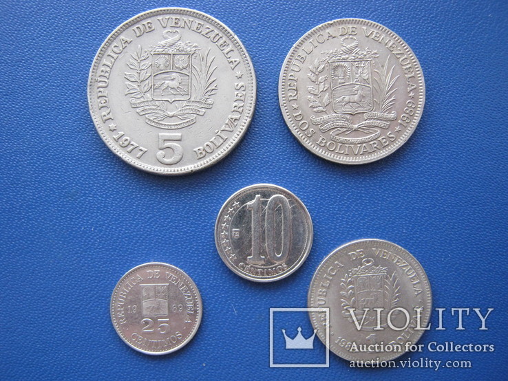 Венесуэла монеты 5 шт. 1977 - 1989 - 2007 гг
