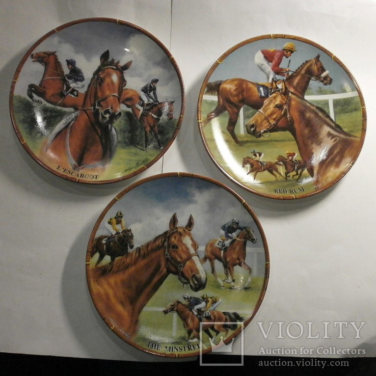 Три Декоративные тарелки Лошади. Скакуны, фото №2
