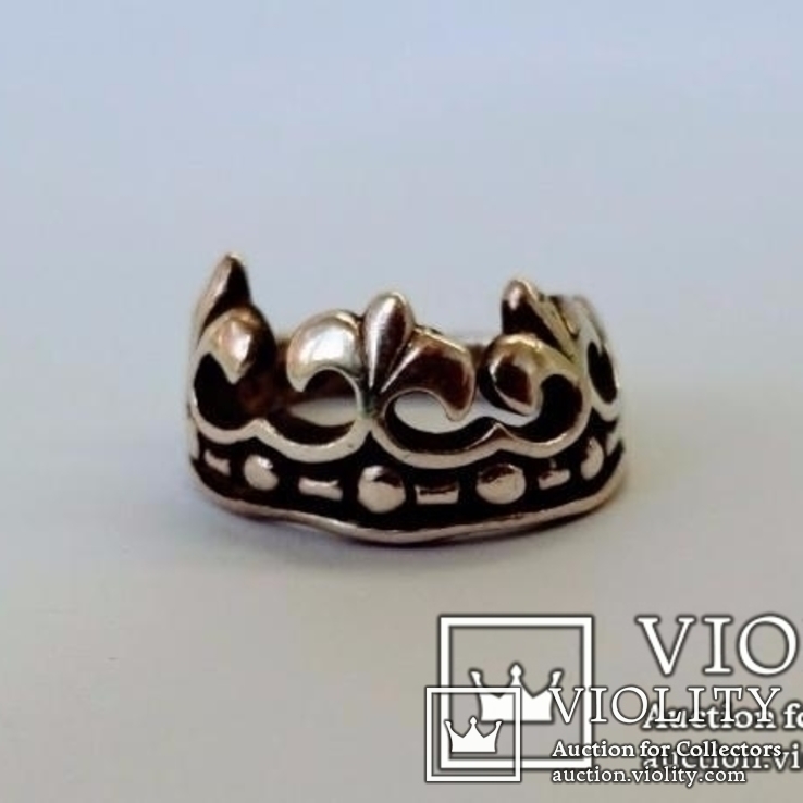 Кольцо Королевская лилия Корона серебро 925, фото №3
