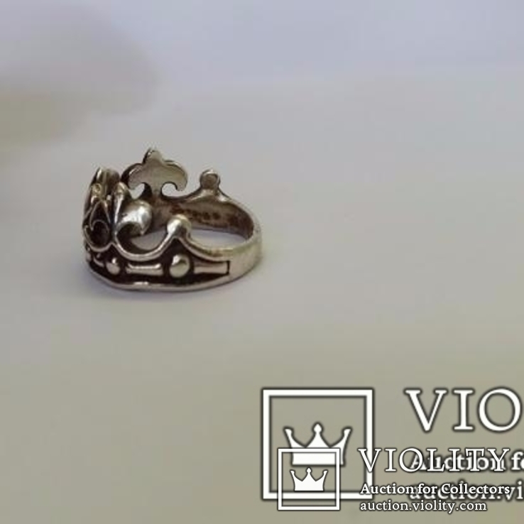 Кольцо Королевская лилия Корона серебро 925, фото №4