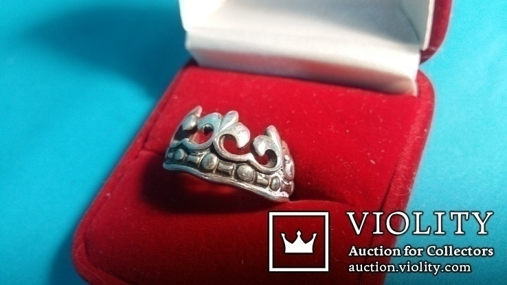 Кольцо Королевская лилия Корона серебро 925, фото №7