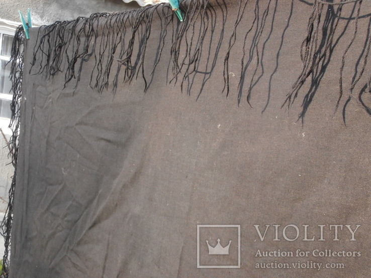 Велика чорна хустка з вишивкою 150х150, фото №6