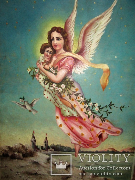 Старинная Картина "Ангел", кон. XIX- нач. ХХ века, фото №9