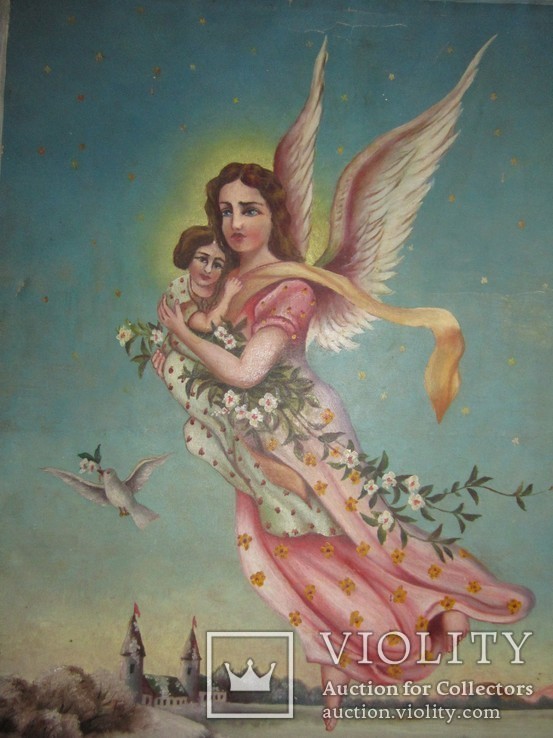 Старинная Картина "Ангел", кон. XIX- нач. ХХ века, фото №10
