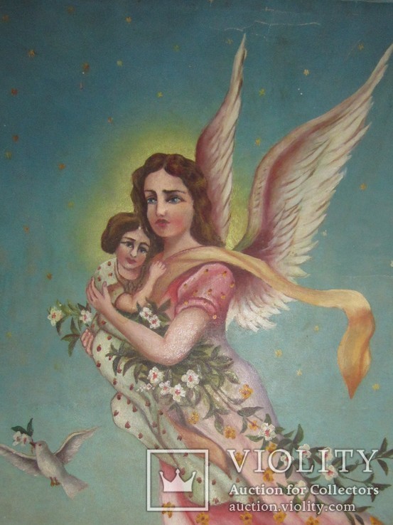 Старинная Картина "Ангел", кон. XIX- нач. ХХ века, фото №11