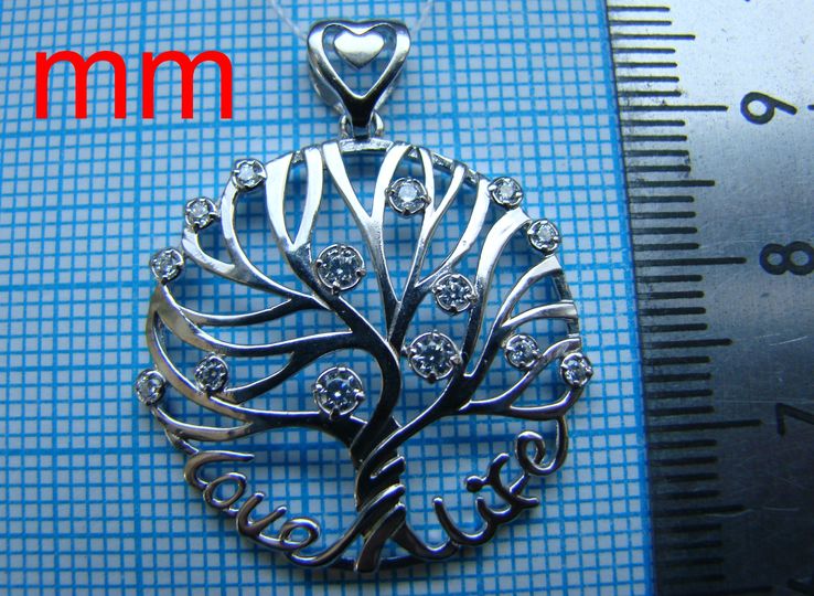 Средний кулон, в форме дерева( LIFE LOVE)  Серебро 925, фото №7