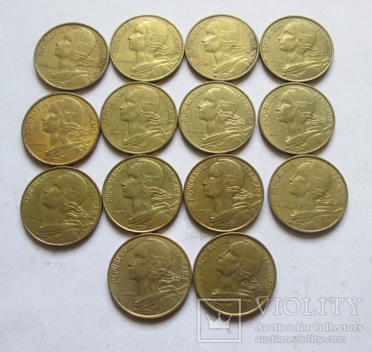 10 сантимов. 14 монет, фото №3