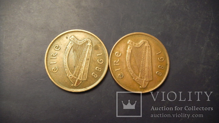 20 пенсів Ірландія 1988 (два різновиди) бронза і сталь, фото №2
