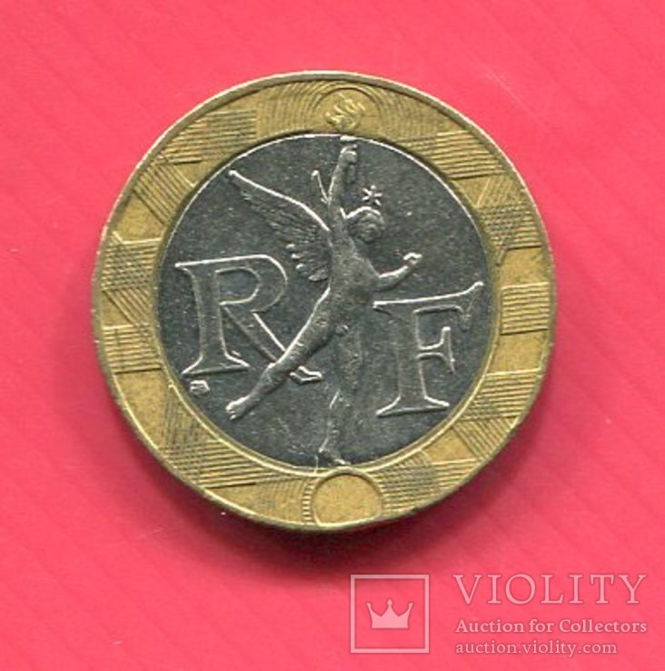 Франция 10 франков 1991 Биметалл, фото №2