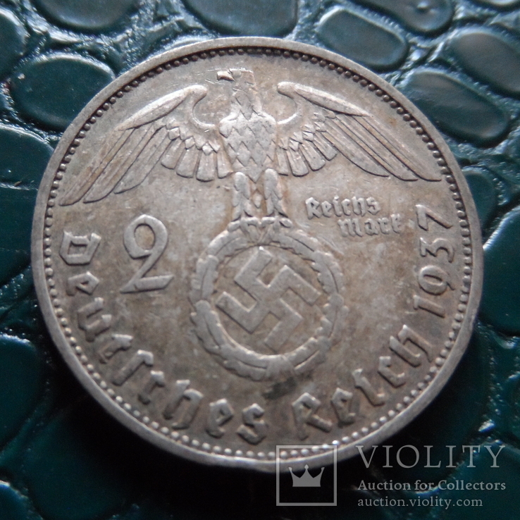 2 марки 1937 F  Германия  серебро  (Э.6.6)~, фото №2