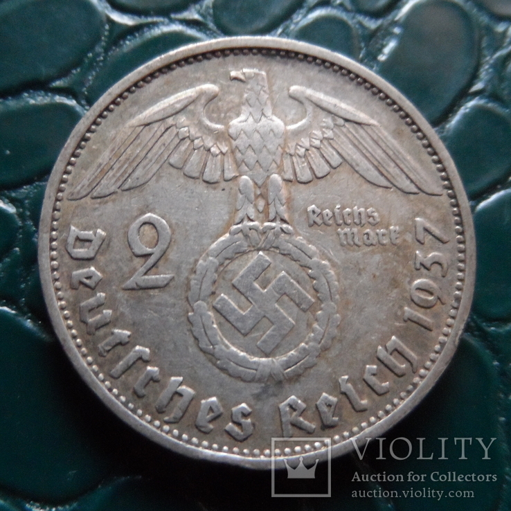 2 марки 1937 F  Германия  серебро  (Э.6.6)~, фото №3