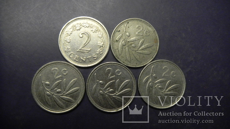 2 центи Мальта (порічниця) 5шт, всі різні, фото №3