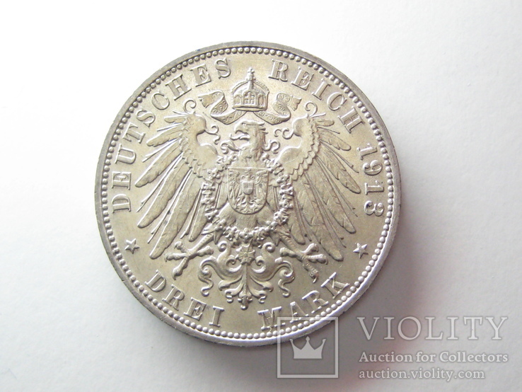 Саксония 3 марки 1913 г., фото №3