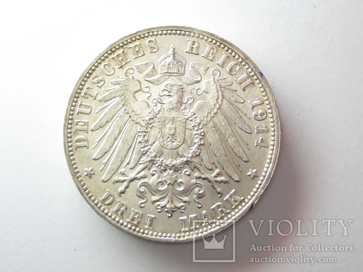 Бавария 3 марки 1914 г., фото №3