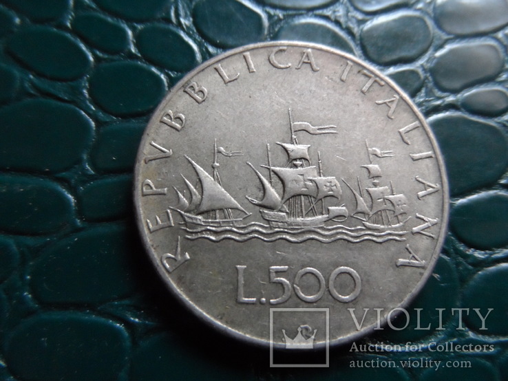 500 лир 1966  Италия серебро    (Э.9.9)~, фото №2