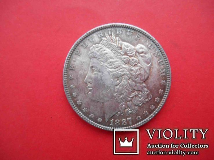 США 1887 1 доллар. Коллекционное состояние aUNC-XF, фото №2