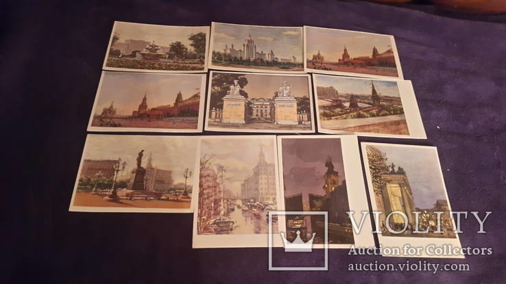 Набор старых открыток с картинами Москвы известных художников, фото №2