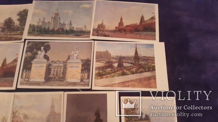 Набор старых открыток с картинами Москвы известных художников, фото №6