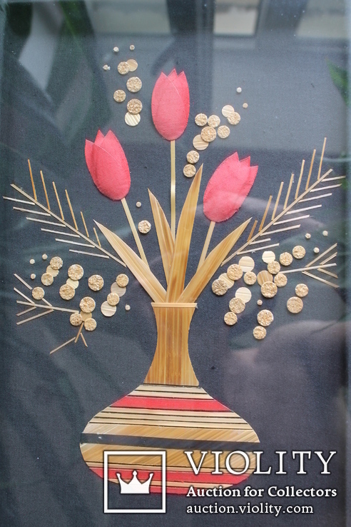 Панно декоративное из соломки Тюльпаны СССР, фото №3