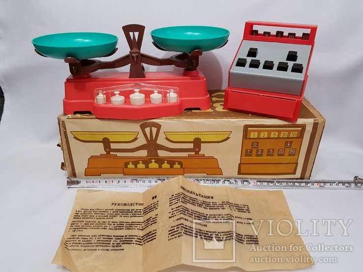 Новый набор Весы с кассой, игровой набор, игрушка детская времен СССР, комплект, фото №2